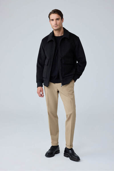 Danger Men's Wool Soft Textured Cashmere Coat Black 4341Dngr
