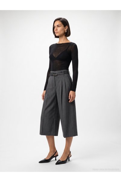 Dilvin 72806 Slim Belted Wide Leg Bermuda Shorts