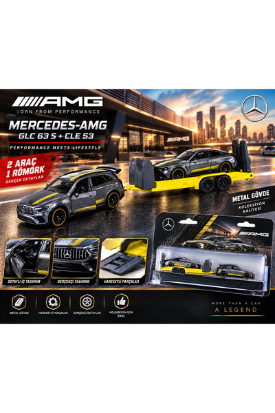 Cici Oyuncak Mercedes-AMG GLC 63 S & CLE 53 Metal Model Araba Seti – Çekicili...