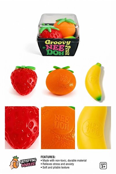 vattara Meyve Squishy Needoh Fruit Sukuşi 3’Lü Tek Kutu Çilek Mandalina Muz Squishy Fruit Serisi Meyve Serisi Stres Oyuncağı