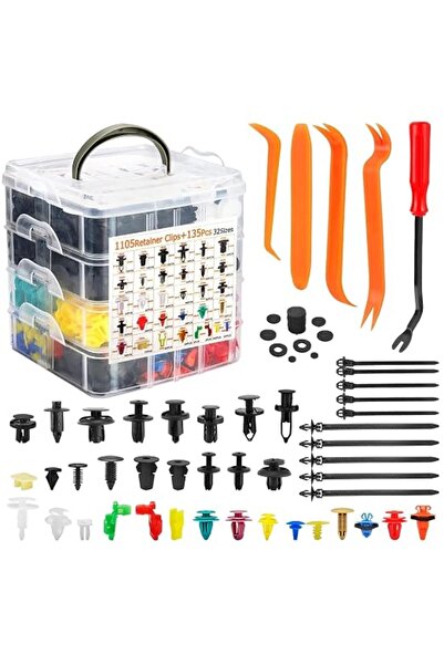 ANYUAN 1240Pcs Car Retainer Clips & Fasteners Kit – 32 Universal Sizes Nylon ...