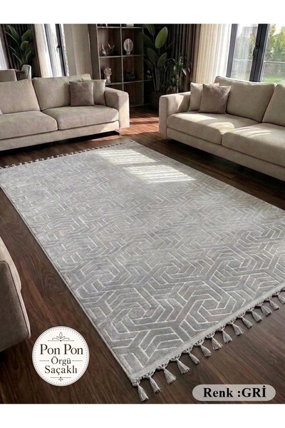 NaRStore Home Dinarsu Armoni Düz Gri Kaymaz Tabanlı Kesme Kabartmalı Yıkanabi...