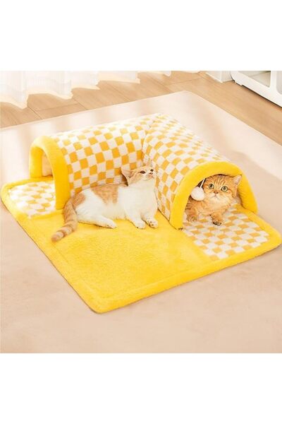 LinJie Cat Tunnel Bed, 2 in1 Cat Bed Tunnel Cat Toys with Hanging Toy Balls, ...
