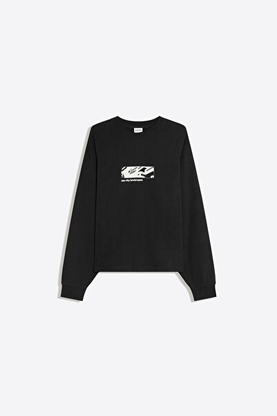 Bershka Baskılı bisiklet yaka sweatshirt