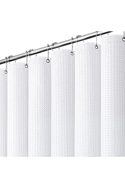 Dynamene Waffle Shower Curtain 256 GSM Heavy Duty Fabric 72"x72" Grey/Gray