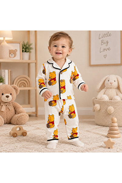 BEBEXO KIDS Unisex Bebek Winnie The Pooh Pijama Takımı %100 Pamuk |6-24 Ay