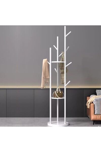 EOGILY Coat Racks Freestanding, Modern Coat Tree with 3 Storage Shelves and 9...