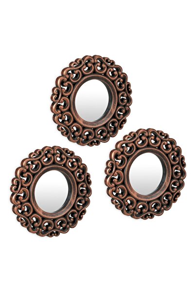 odjas Set de 3 oglinzi baroc, Relaxdays, bronz/negru, 25x2cm