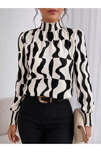 Şeker Portakalım Women's long sleeve turtleneck patterned supreme blouse