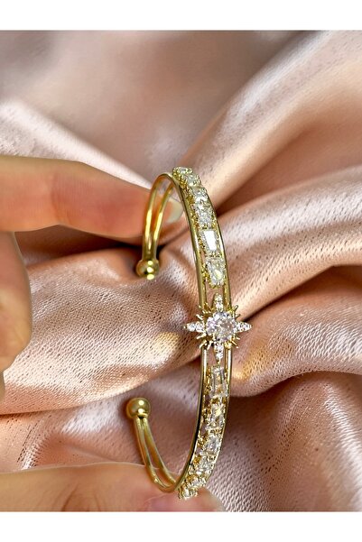 Yıldız model taşlı gold kadın bilezik