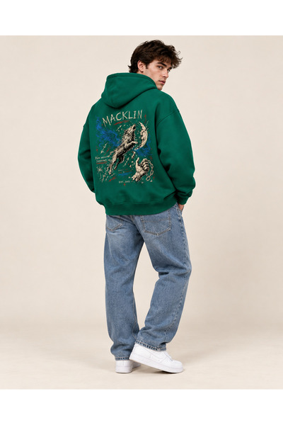 macklin Unisex Women's and Men's Wolf Shadow Design Text Printed Oversize 3 T...
