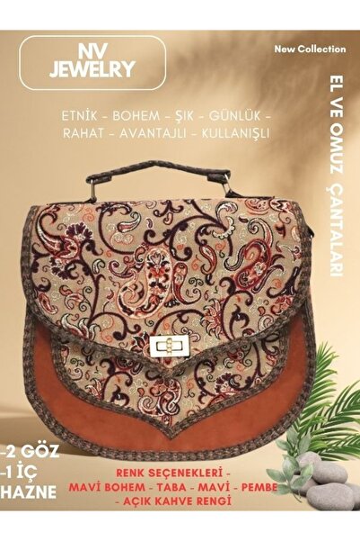 NV JEWELRY Bohem Desenli El ve Omuz Çantası