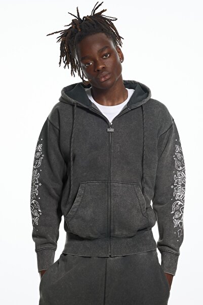 Bershka ARIES X yıkama efektli kapüşonlu sweatshirt