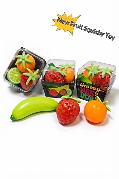 vattara Meyve Squishy Needoh Fruit Sukuşi 3’Lü Tek Kutu Çilek Mandalina Muz Squishy Fruit Serisi Meyve Serisi Stres Oyuncağı