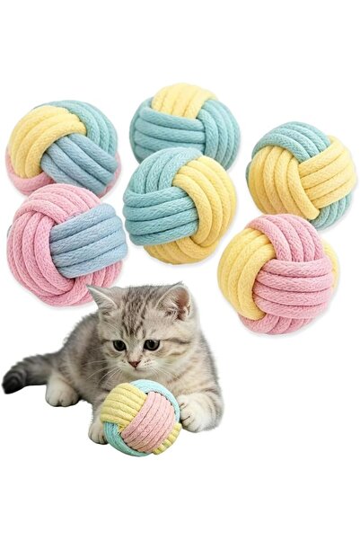 Roxolana 6 Pack Rope Cat Chew Balls with Crinkle Sound, Soft Durable Pet Toys...