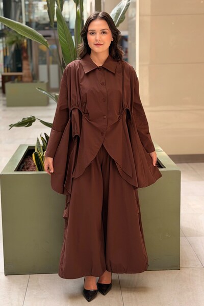 Ghisa Oval Cut Asymmetrical Shirt and Pants Set