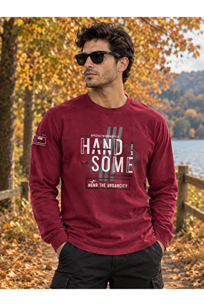 Masimar Men's Crew Neck Basic Printed Sweatshirt
