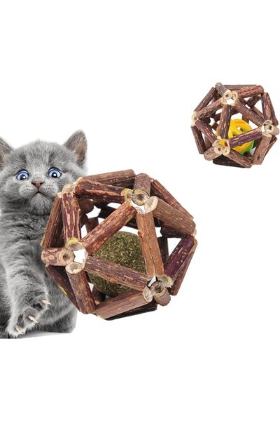 ANYUAN Catnip Toy Ball,Cat Chew Toy,Natural Silvervine Wooden Cage Balls and ...