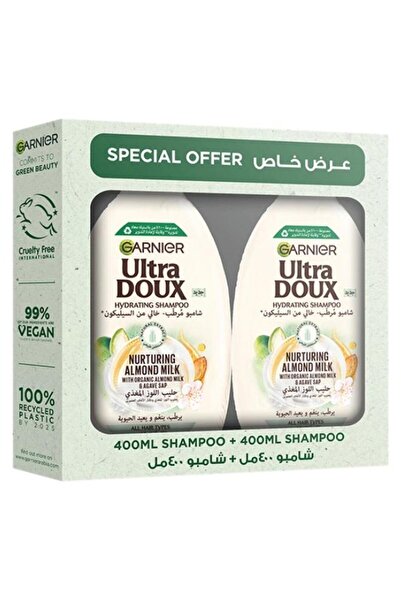 Garnier Ultra Doux Almond Milk Shampoo, 2 X 400 ml - Pack of 2