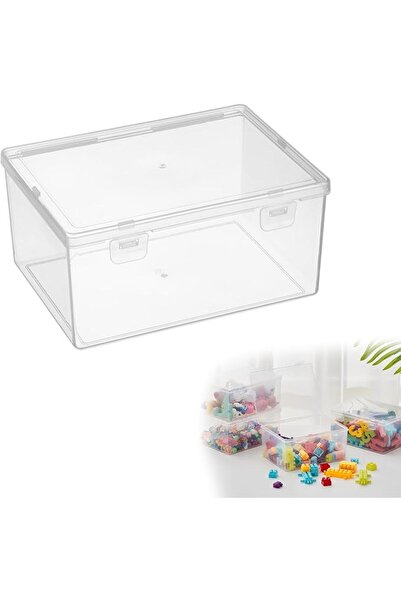 KASTWAVE 4 Pcs Clear Plastic Storage Organizer Bins with Lids, 7.09 x 5.2 x 3...