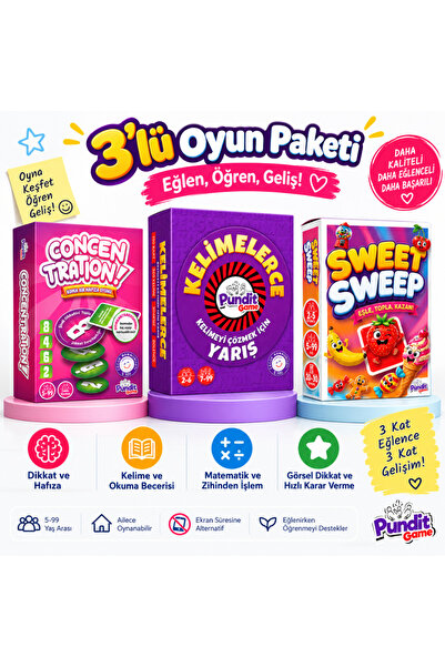 fibroidanne Kelimelerce & Concentration & Sweet Sweep 3'lü Eğitim ve Zeka Oyu...