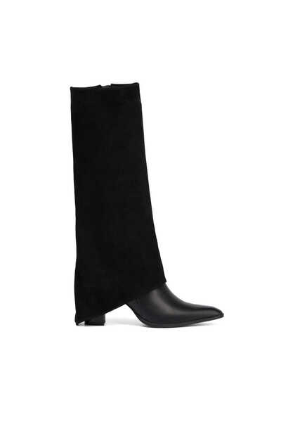 Tergan Siyah Hakiki Deri Kadın Çizme - K25K1CM68151-A23