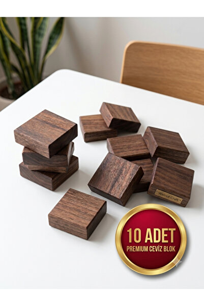 Krb Ahsap 10 Adet 5x5 cm Doğal Ceviz Ağacı Kare Taslak Blok (Hobi ve Tasarım)