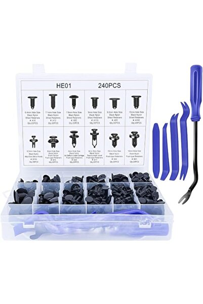KASTWAVE 240 Pcs Bumper Clips, Car Rivet Clips, Plastic Rivets Fasteners Push...