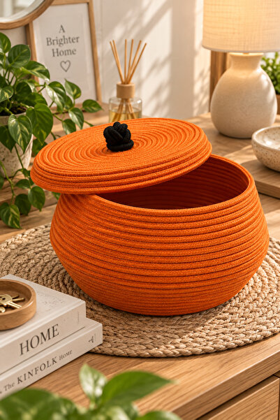 MaVaux Safante Decorative Covered Wicker Jute Rope Basket Weave Rope Basket O...