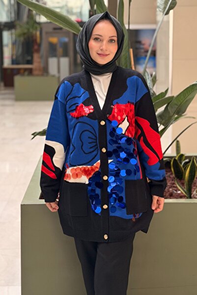 Ghisa Para Pul Sequined Colorful Knitwear Cardigan