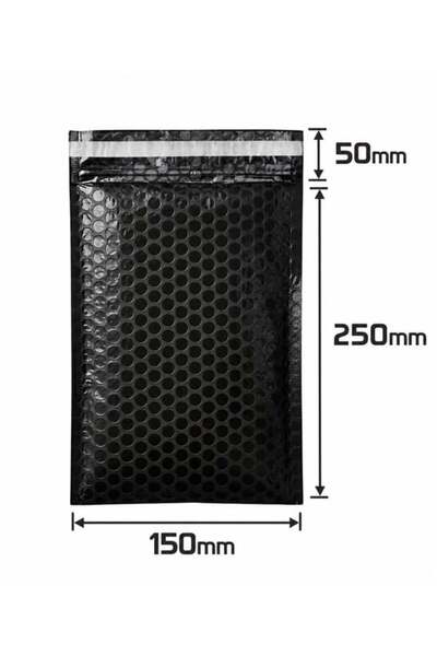 Packanya Balonlu Siyah Bantlı Kargo Poşeti 15x25+5 - 25 Adet