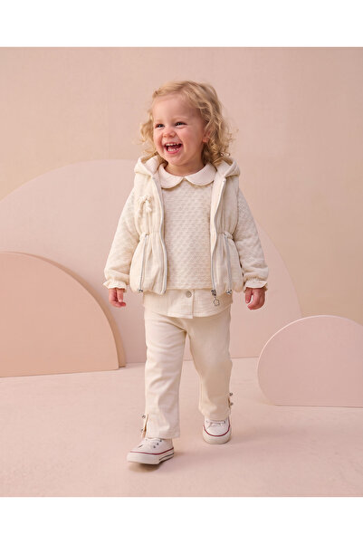 MiniKids Compleu cu vesta, premium fashion, crem