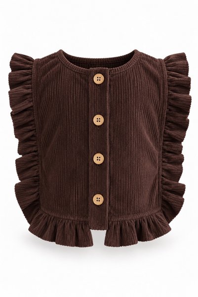 FESSHERA Girl's Sweater Without Lining, Side Tie, 100% Cotton Velvet