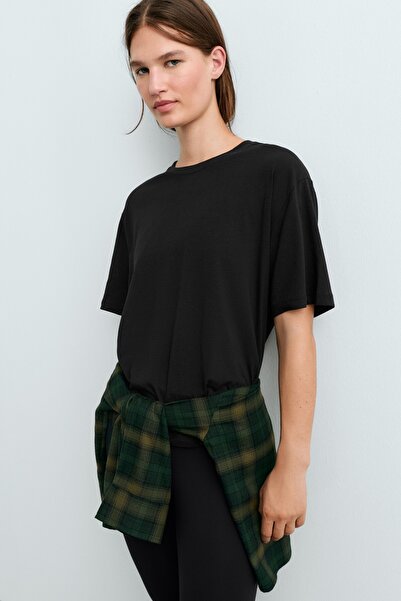 Oysho Pamuk karışımlı kısa kollu boxy t-shirt