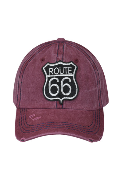 Stamion Καπέλο Jockey Ξεβαμμένο Route 66 μονόχρωμο μπορντό 13053