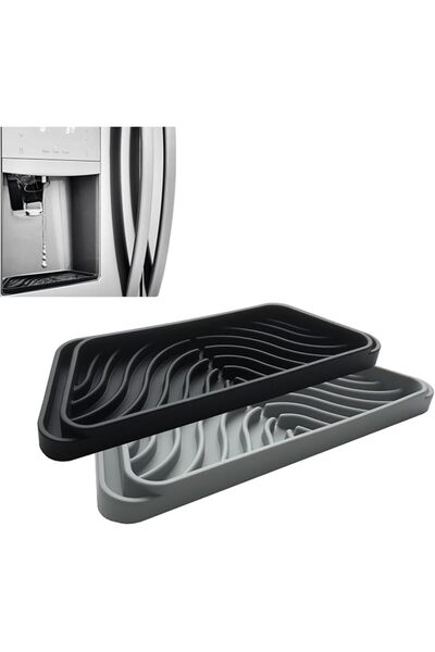 ALMEKAQUZ 2 PCS Refrigerator Drip Catcher, Silicone Water Dispenser Tray, Fri...