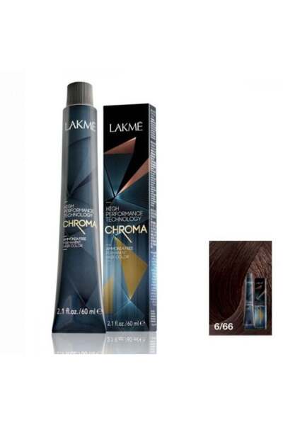 Lakme صبغة شعر كروما خالية من الأمونيا بلون أشقر داكن وكستنائي نقي رقم 0 6/66