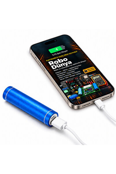 robodünya 18650 Tekli Metal Powerbank Kutusu – 5V 1A USB Çıkışlı, Type-C Giri...