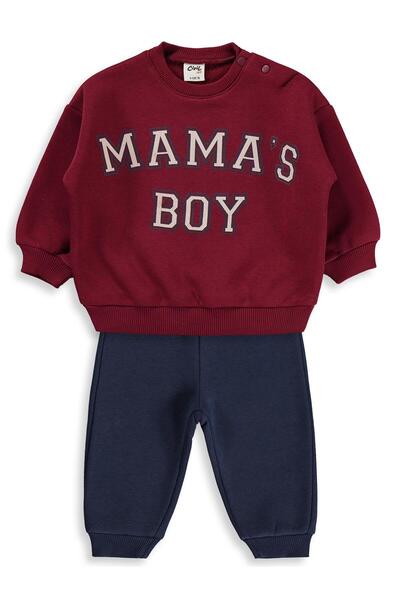 Civil Baby Mama's Boy Baskılı 6-18 Ay Takım - Koyu Bordo-Koyu İndigo