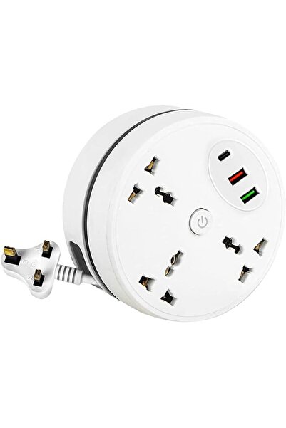 ELECDON وصلة تمديد كهربائية مع منافذ USB، طول 2.8 متر، 3 مخارج، حماية من التي...