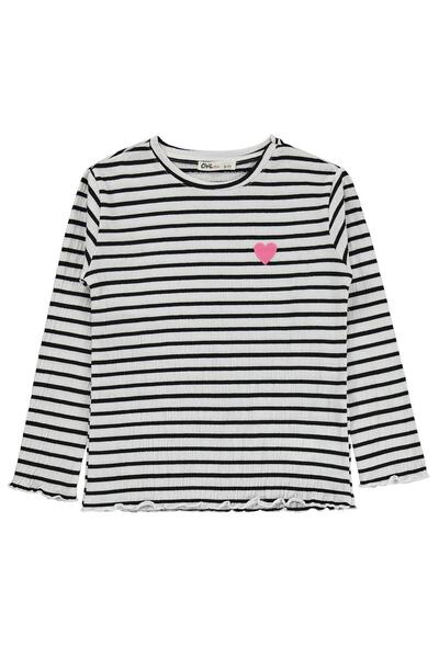 Civil Girls Civil Kız Çocuk Çizgili Sweatshirt | Jakarlı Süprem Uzun Kol | Ok...