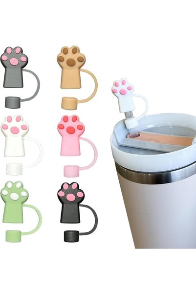 Roxolana 6PCS 10mm Cat Straw Cover Cap for Tumbler Straw Toppers Compatible w...