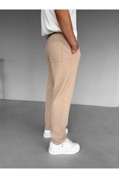 MARRAKECH Elastic Waist Ribbed Baggy Trousers