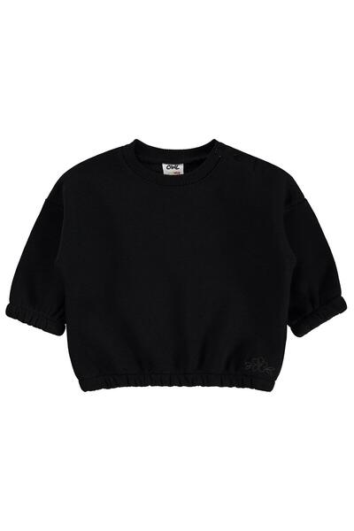 Civil Baby Çiçek Nakışlı Basic 6-18 Ay Sweatshirt - Siyah