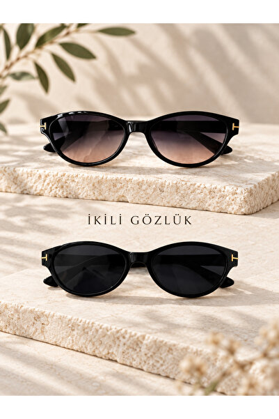 PİYESBOUTİQUE Vela 2-Pack Cat Eye Cat Eye Unisex Women Men Retro Uv400 Stylis...