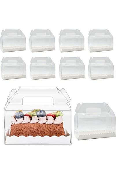 Roppolo 30 Pcs 6.3 Inch Clear Roll Cake Gable Boxes with Handle & Cake Boards...