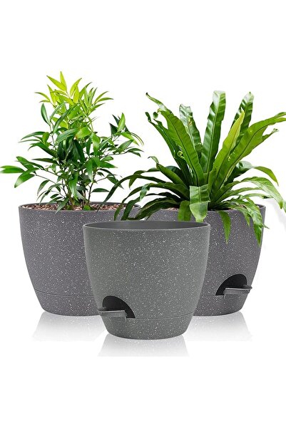 GENERAL Self Watering Planters, 3 Pack Flower Pot, Plastic Plant Pots, 6.5inc...