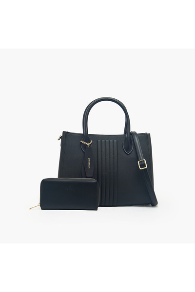 Chrisbella Textured Tote Bag with Zip Around Wallet