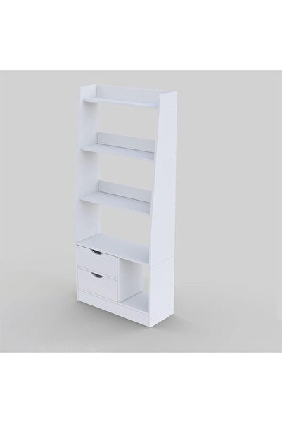 Modern home Salvatore Bookcase I 2-Tier Book Shelf Cabinet with Drawers I Modern Design Adjustable Wooden Book Organiser Cupboard I Space Saving Display Storage Rack for Home, Office - White