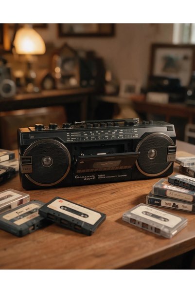 Le Atölye Bluetooth Destekli Nostaljik Kaset Çalar ve Taşınabilir Radyo Siyah
